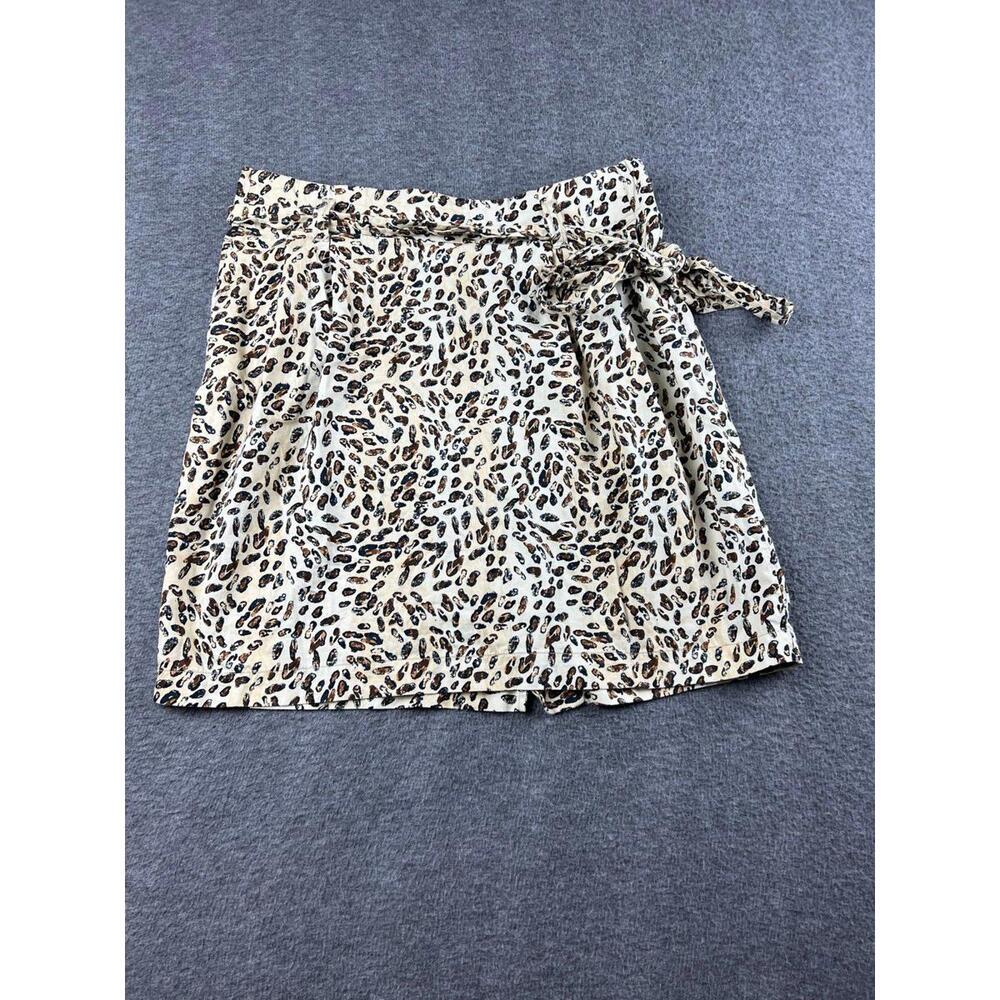 Bay Studio Women's Leopard‎ Print Cotton Skirt with Tie Waist Size 14